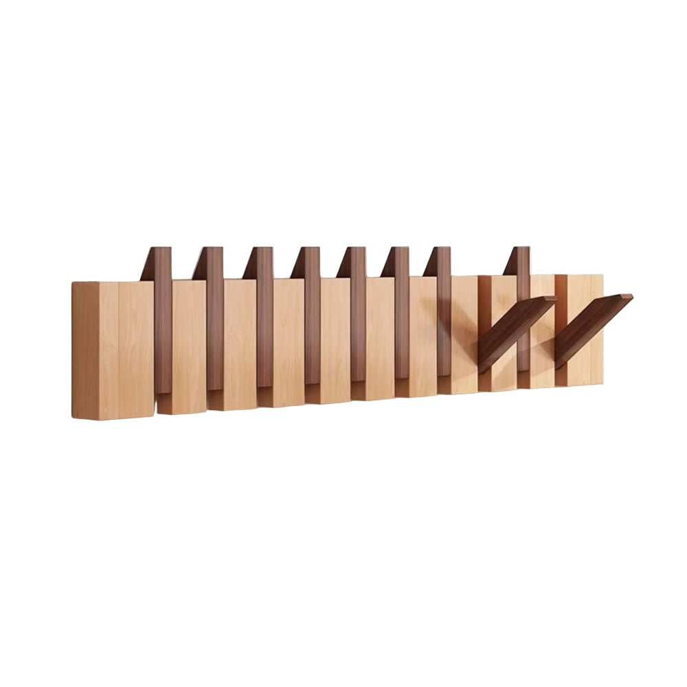 Wooden Fold-Down Hook Rack | Piano-Inspired Wall Storage