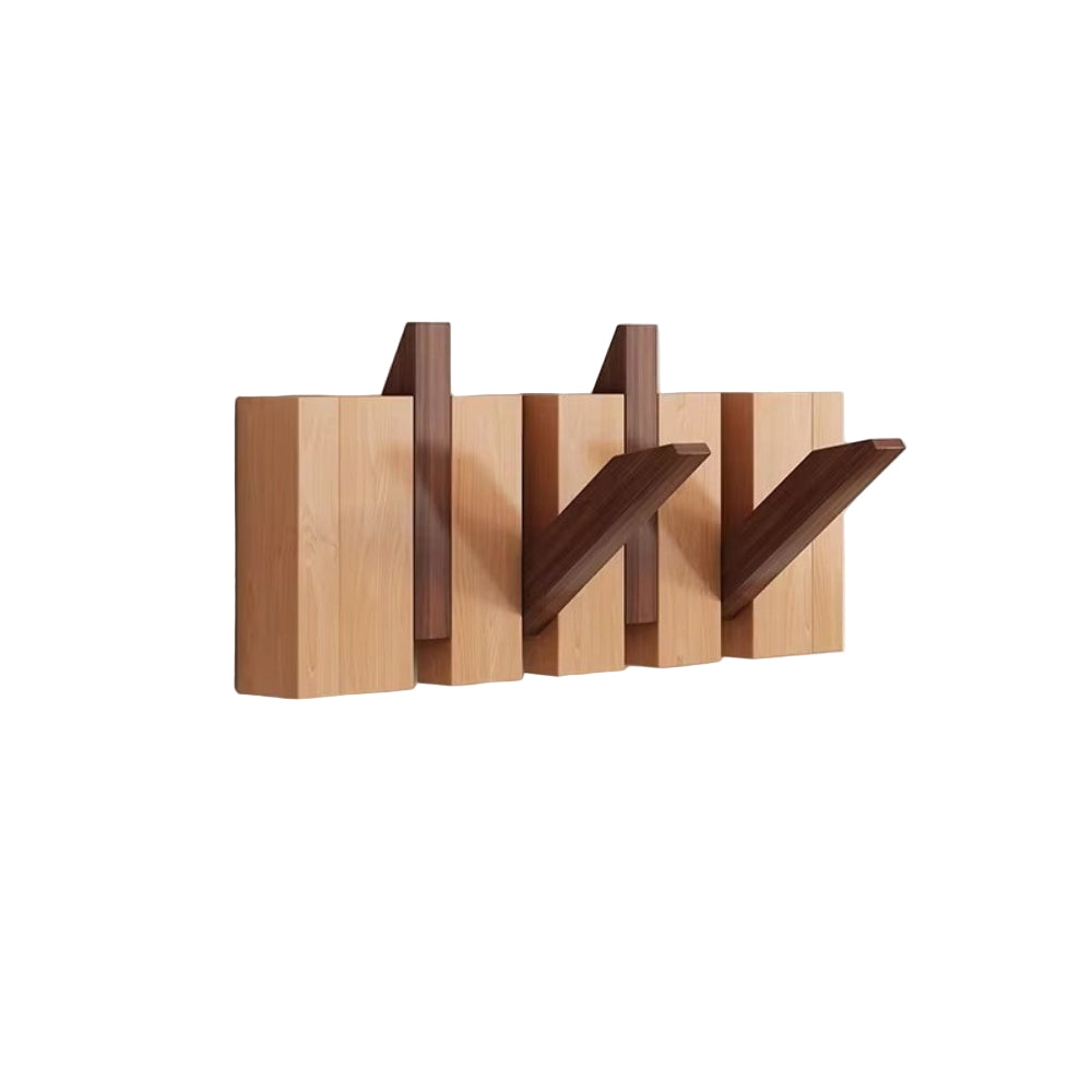 Wooden Fold-Down Hook Rack | Piano-Inspired Wall Storage