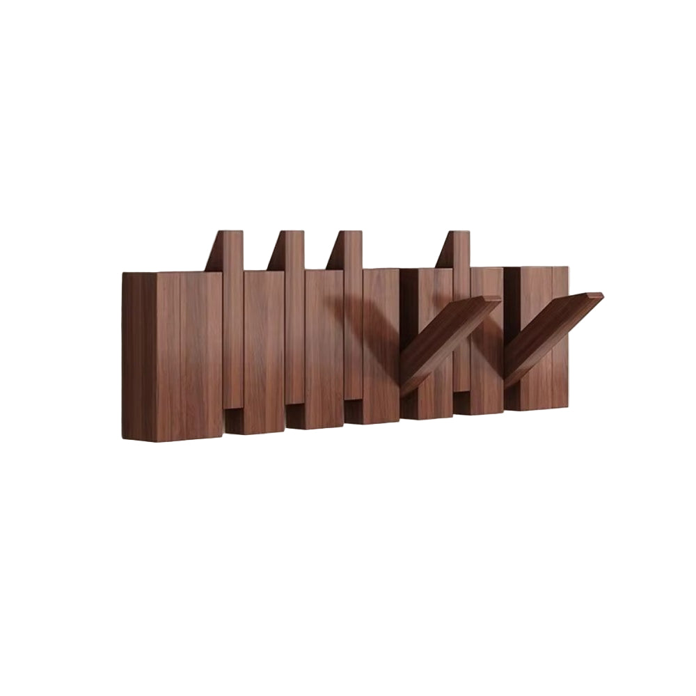 Wooden Fold-Down Hook Rack | Piano-Inspired Wall Storage