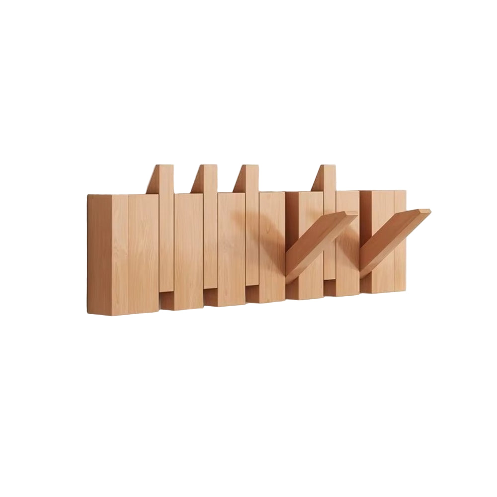 Wooden Fold-Down Hook Rack | Piano-Inspired Wall Storage