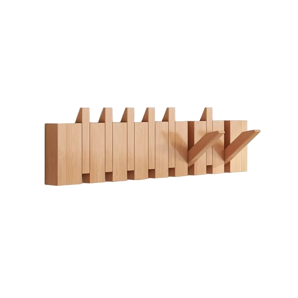 Wooden Fold-Down Hook Rack | Piano-Inspired Wall Storage