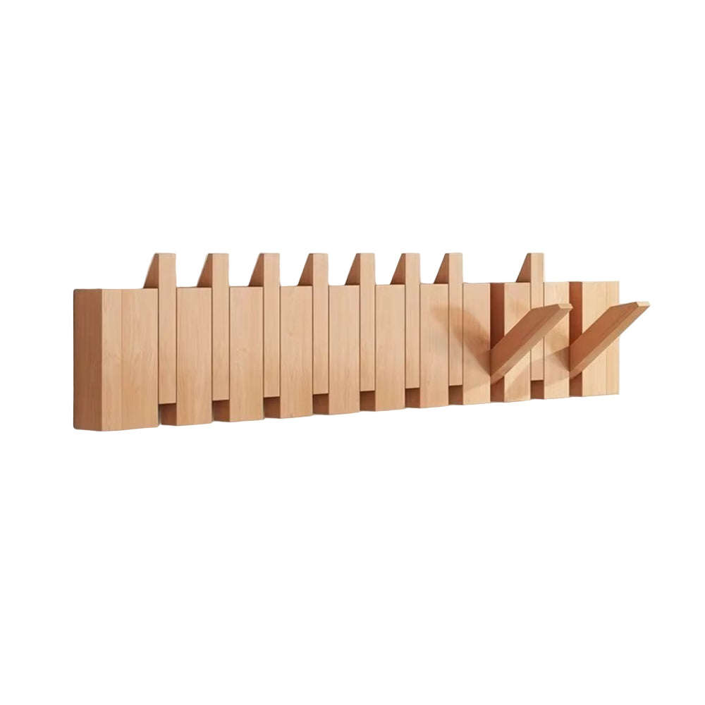 Wooden Fold-Down Hook Rack | Piano-Inspired Wall Storage