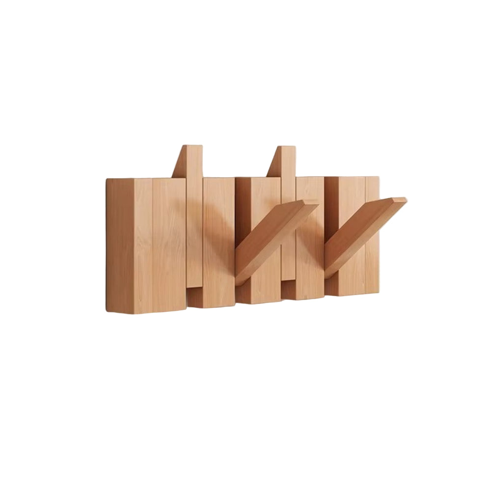 Wooden Fold-Down Hook Rack | Piano-Inspired Wall Storage