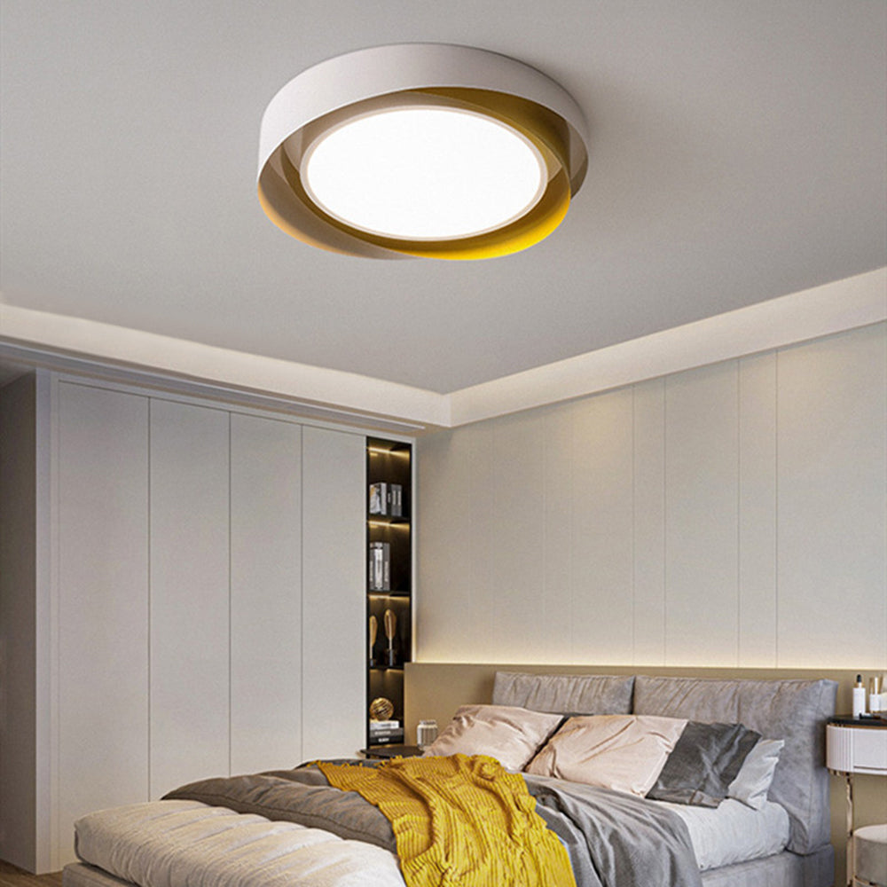 Round Flat Panel LED Ceiling Light | Modern Double Shade Ceiling Lamp