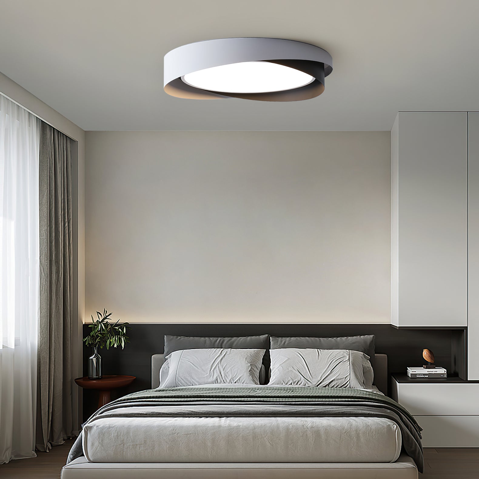 Round Flat Panel LED Ceiling Light | Modern Double Shade Ceiling Lamp