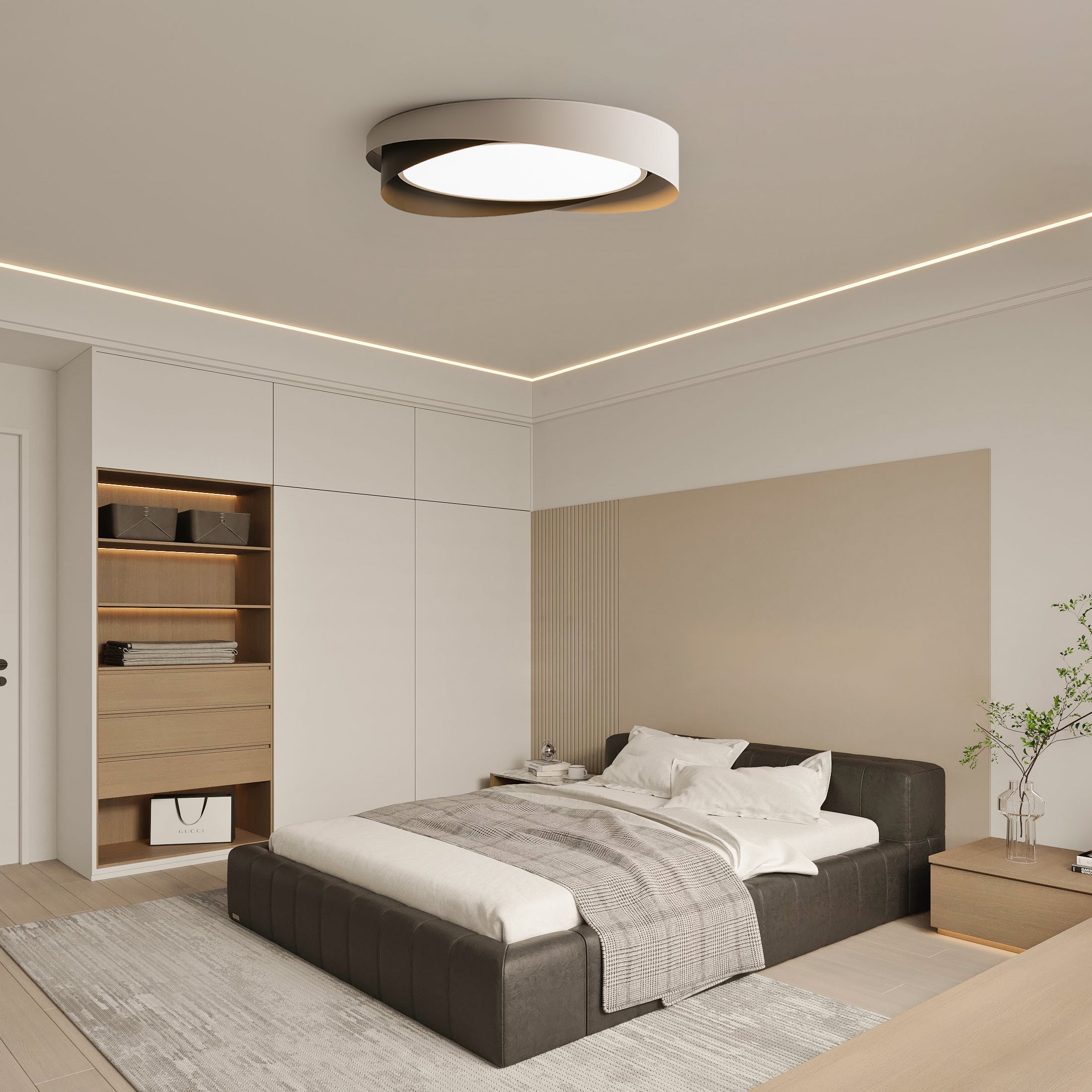 Round Flat Panel LED Ceiling Light | Modern Double Shade Ceiling Lamp