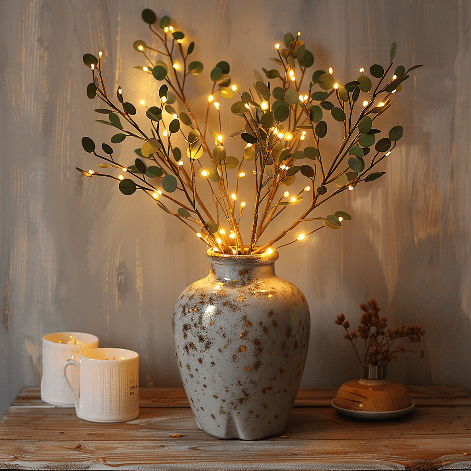 Artificial Olive Branch with LED Fairy Lights – Boho - Atelier Dubois Paris