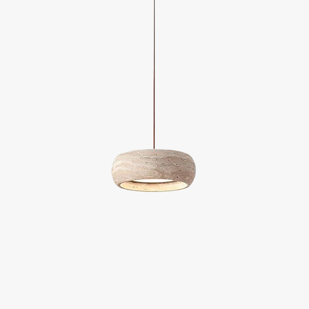 Modern Travertine Pendant Lamp – Donut-Shaped Ceiling Light