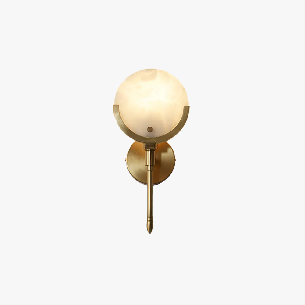 Modern Brass Wall Sconce – Alabaster Shade Accent Lamp