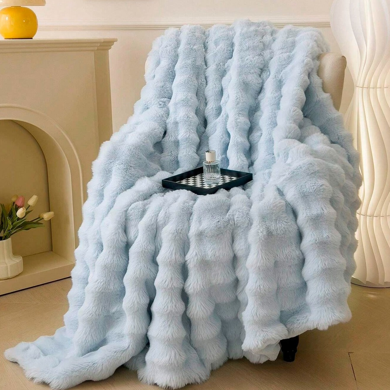 Deluxe Rabbit Faux Fur Throw – Perfect for Couch or Bed - Atelier Dubois Paris