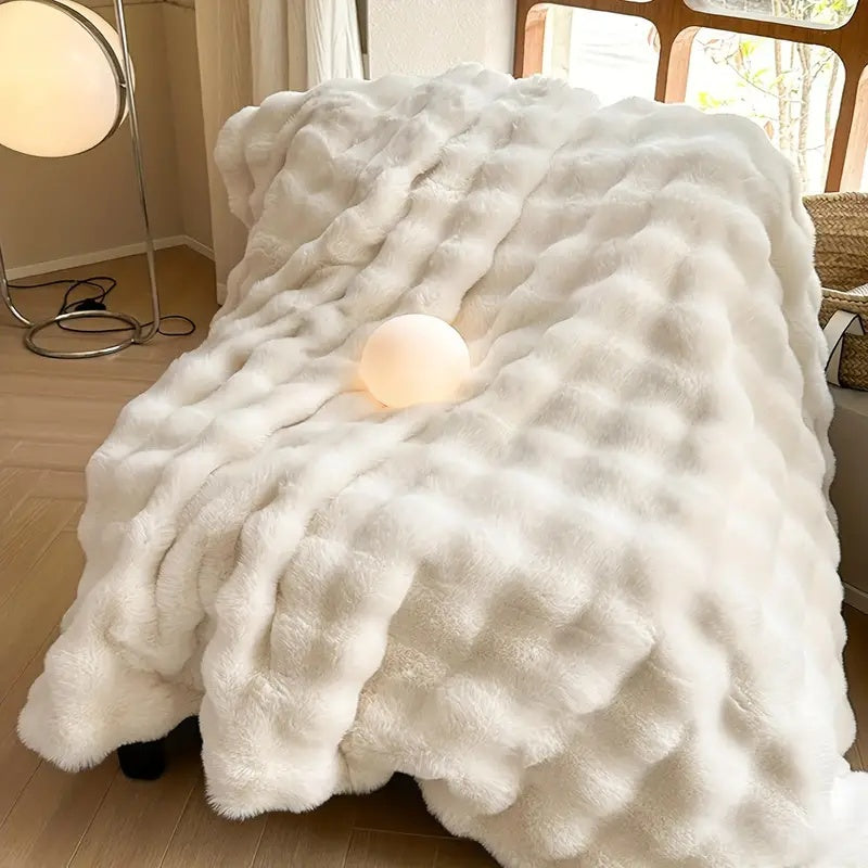 Deluxe Rabbit Faux Fur Throw – Perfect for Couch or Bed - Atelier Dubois Paris