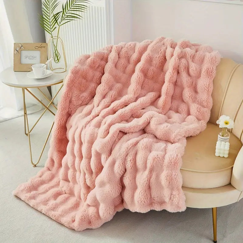Deluxe Rabbit Faux Fur Throw – Perfect for Couch or Bed - Atelier Dubois Paris
