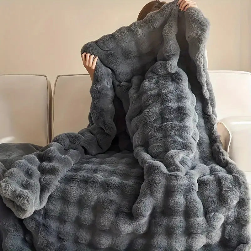 Deluxe Rabbit Faux Fur Throw – Perfect for Couch or Bed - Atelier Dubois Paris