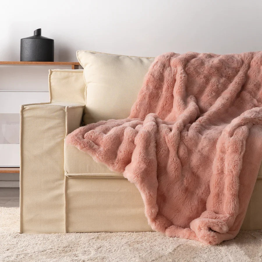 Deluxe Rabbit Faux Fur Throw – Perfect for Couch or Bed - Atelier Dubois Paris