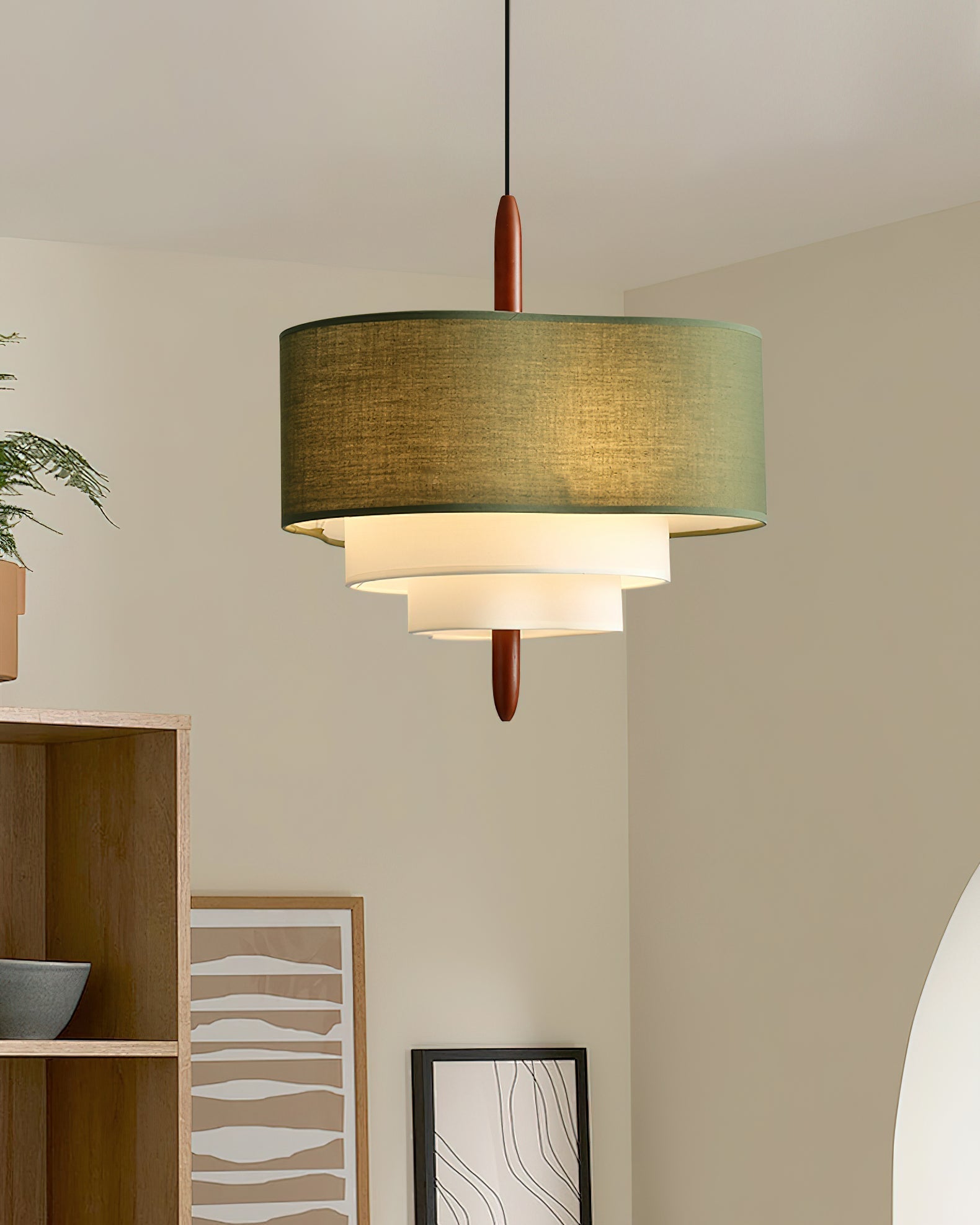 Contemporary Fabric Shade Pendant Lamp – Dimmable Lighting