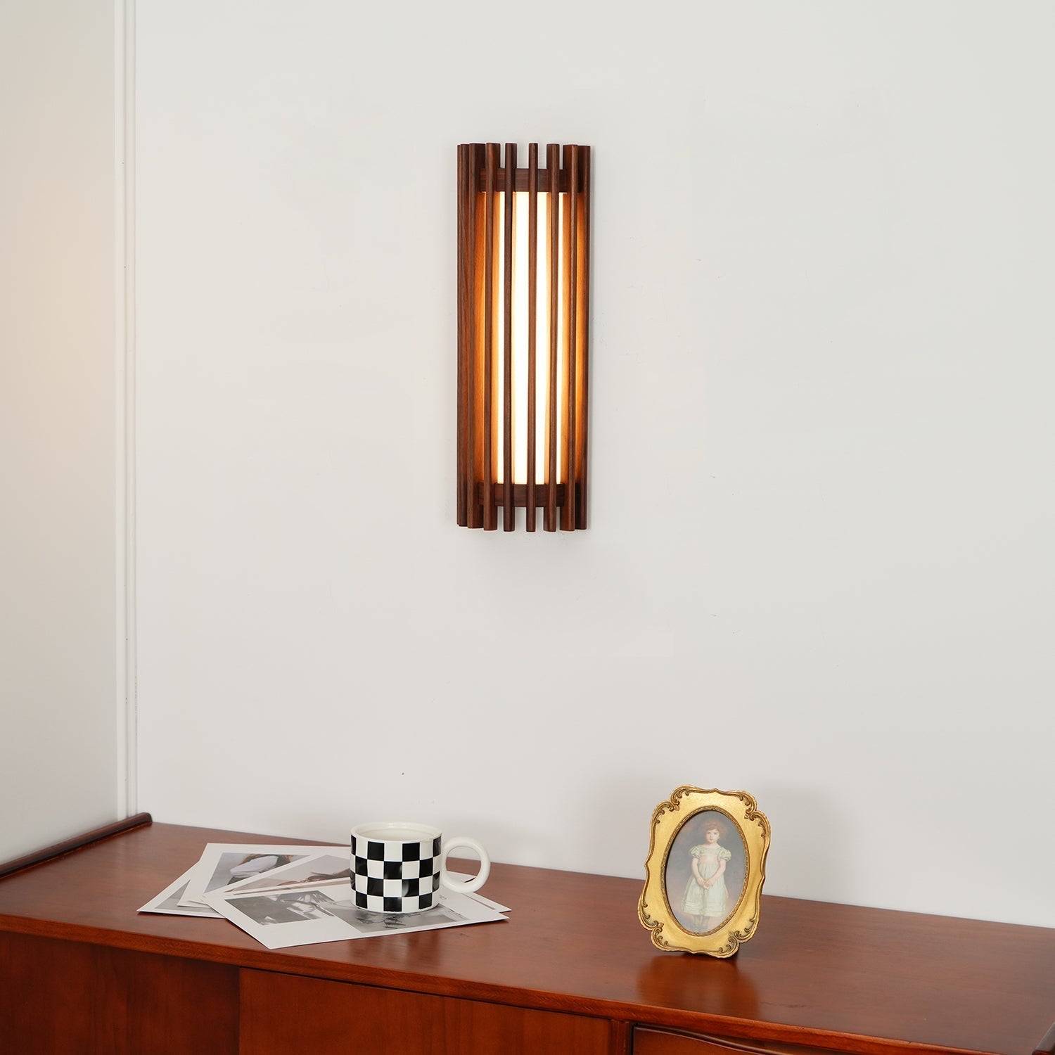 Modern Walnut Wood Wall Lamp - Acrylic LED Sconce