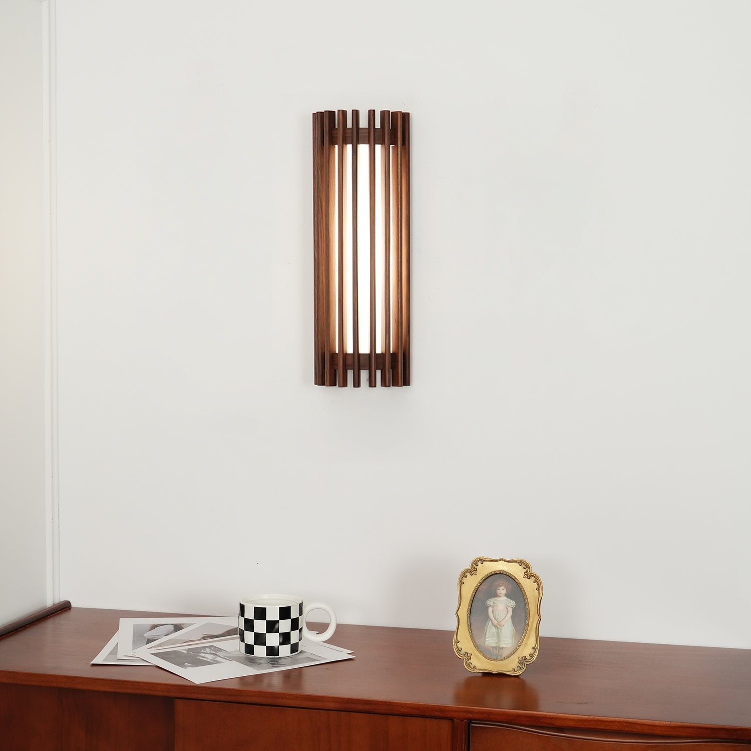 Modern Walnut Wood Wall Lamp - Acrylic LED Sconce