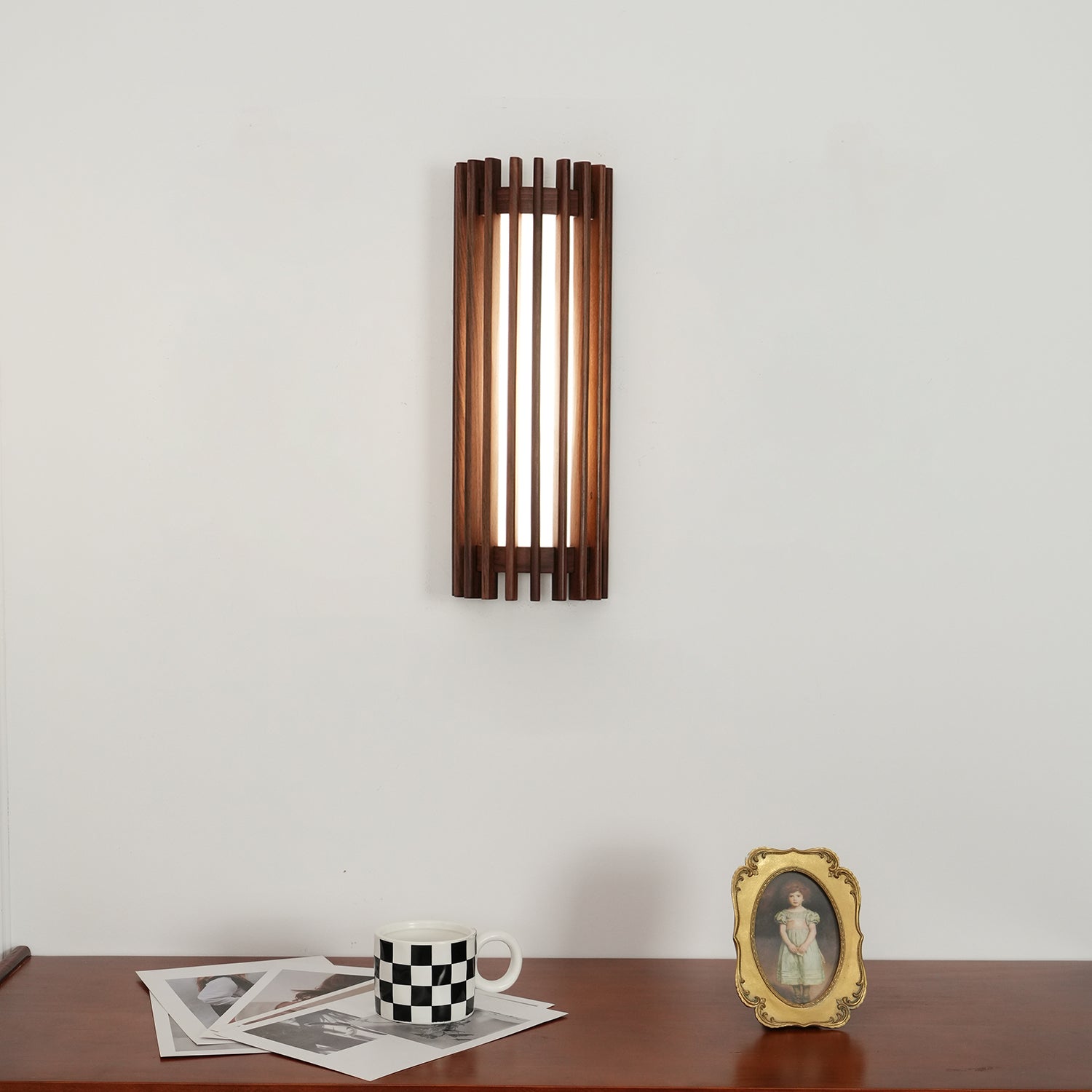 Modern Walnut Wood Wall Lamp - Acrylic LED Sconce