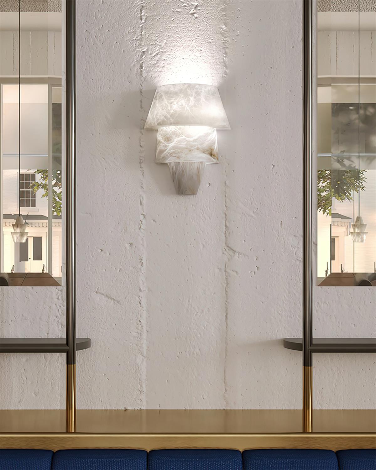 Decorative Patterned Alabaster Wall Lamp - Hardwired Modern Fixture