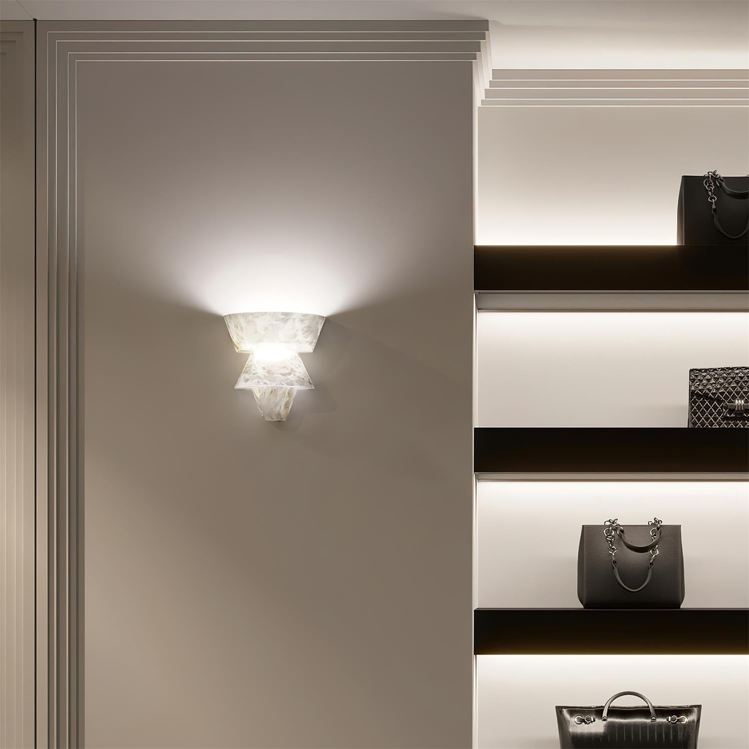 Decorative Patterned Alabaster Wall Lamp - Hardwired Modern Fixture