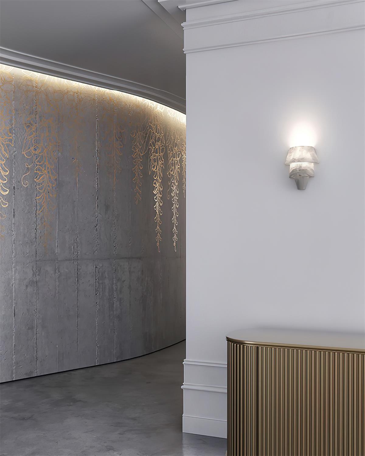 Decorative Patterned Alabaster Wall Lamp - Hardwired Modern Fixture