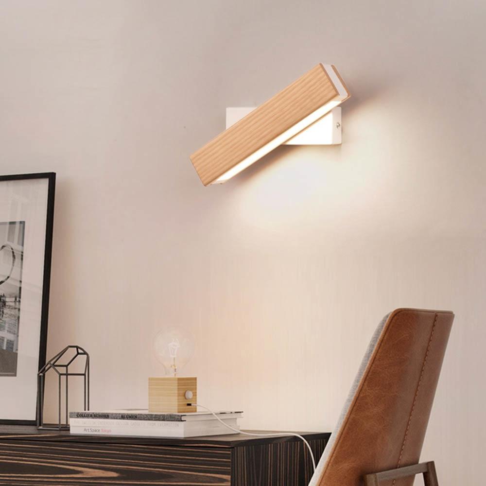 Rotatable LED Wooden Wall Lamp