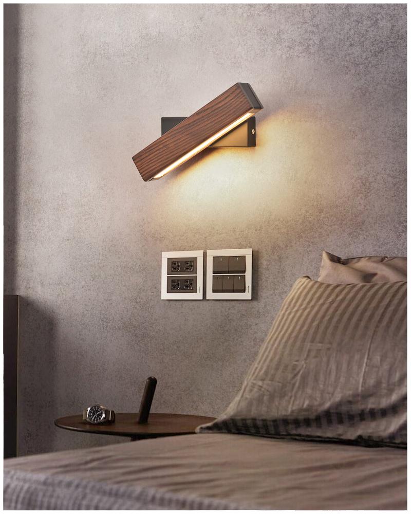 Rotatable LED Wooden Wall Lamp