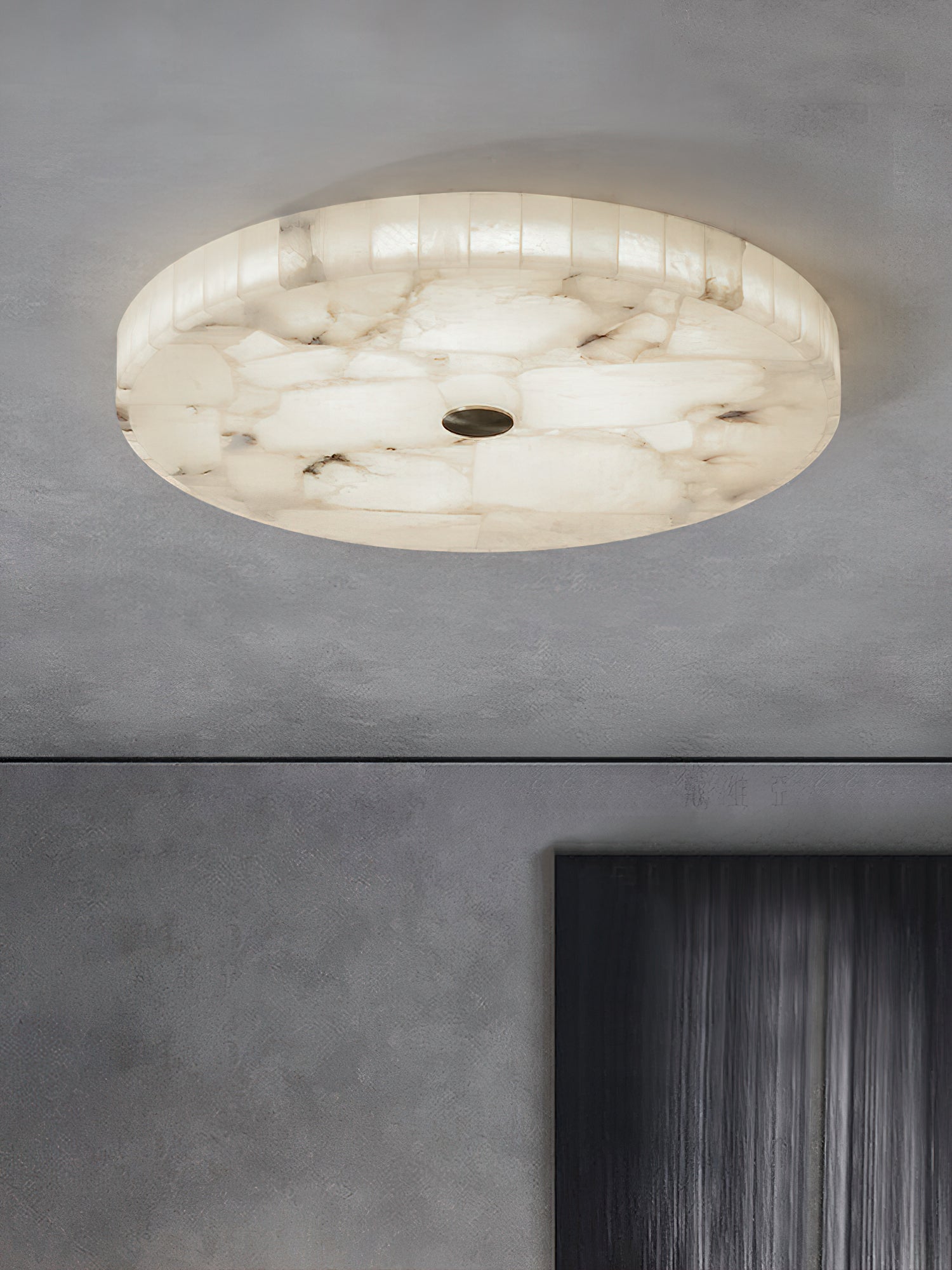 Alabaster Mosaic Ceiling Light – Round Flush Mount Fixture