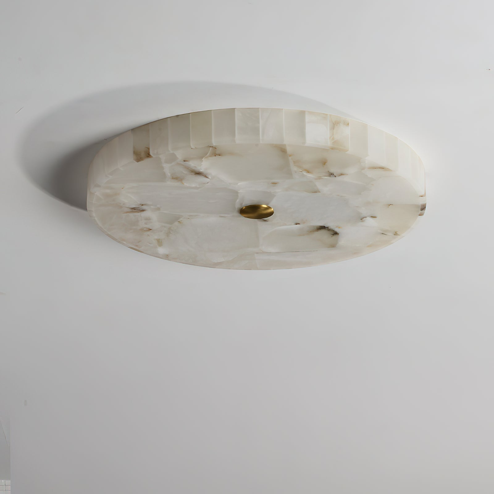 Alabaster Mosaic Ceiling Light – Round Flush Mount Fixture