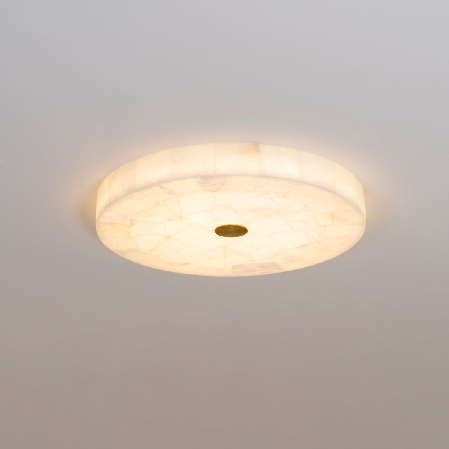 Alabaster Mosaic Ceiling Light – Round Flush Mount Fixture