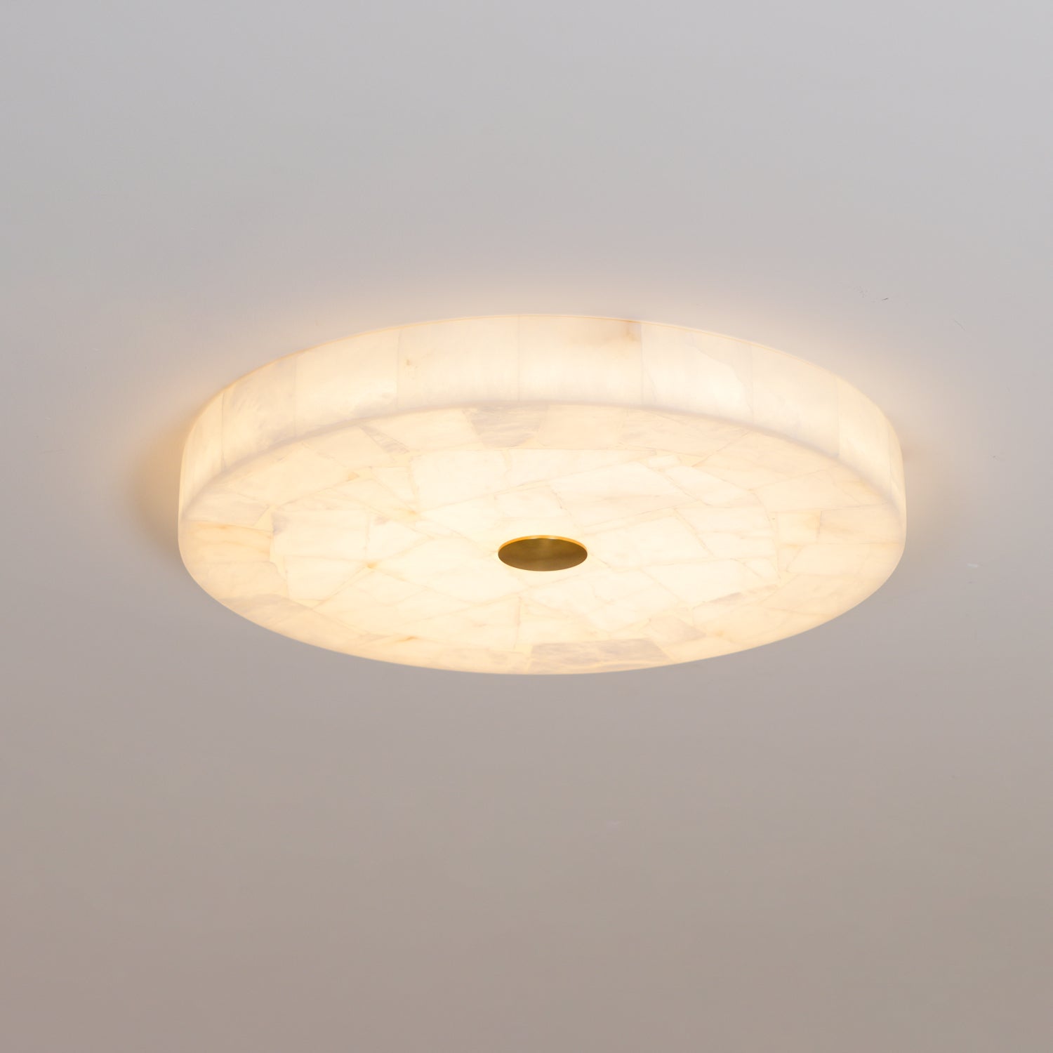 Alabaster Mosaic Ceiling Light – Round Flush Mount Fixture