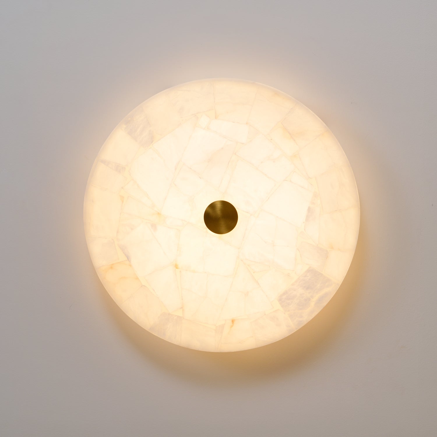 Alabaster Mosaic Ceiling Light – Round Flush Mount Fixture