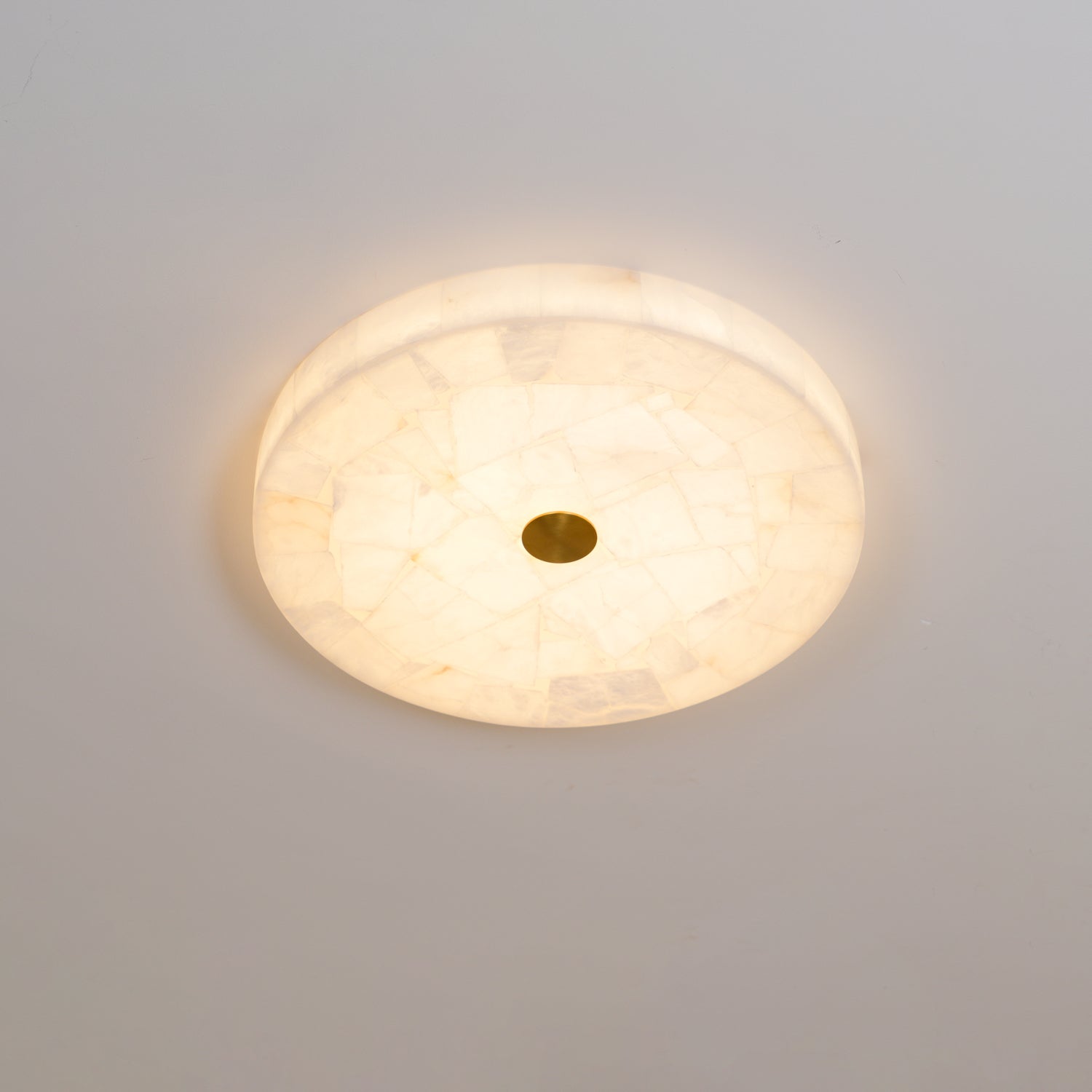 Alabaster Mosaic Ceiling Light – Round Flush Mount Fixture