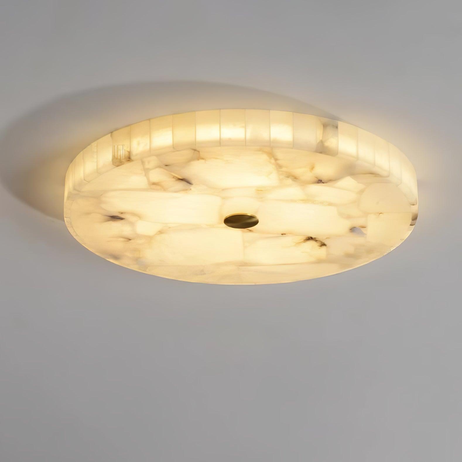 Stylish Round Ceiling Light – Alabaster Flush Mount Fixture
