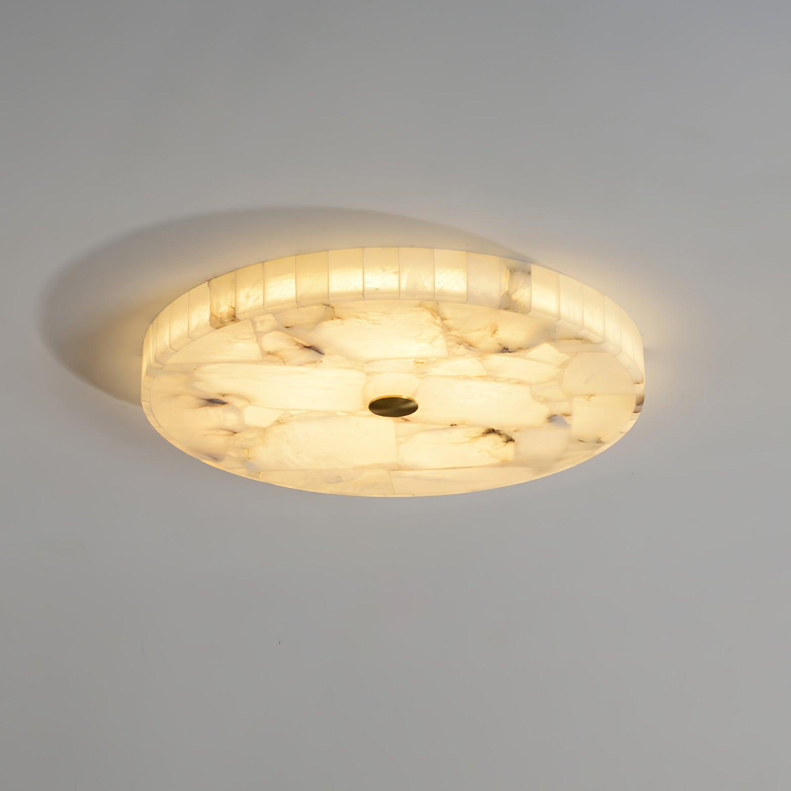 Stylish Round Ceiling Light – Alabaster Flush Mount Fixture