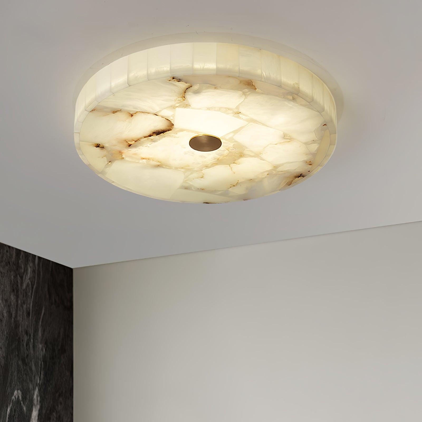 Stylish Round Ceiling Light – Alabaster Flush Mount Fixture