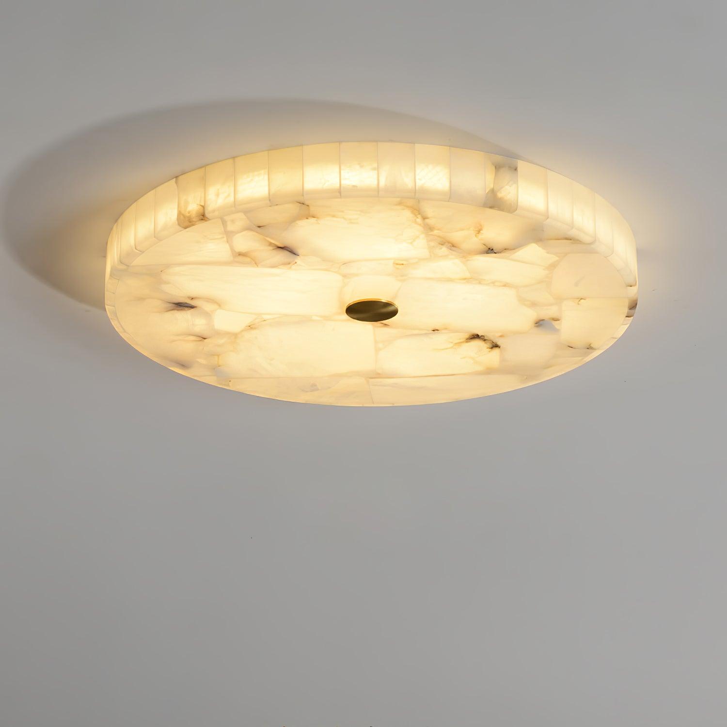 Stylish Round Ceiling Light – Alabaster Flush Mount Fixture