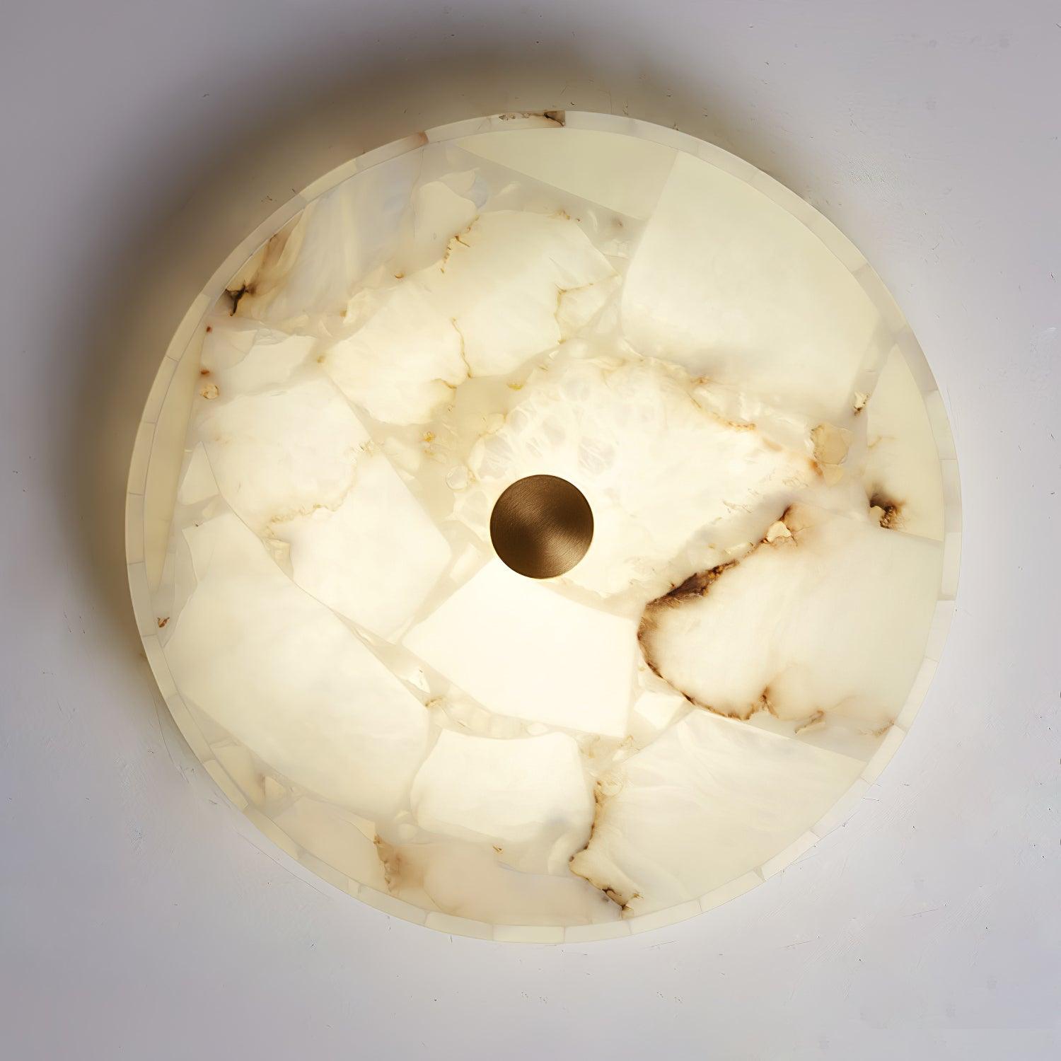 Stylish Round Ceiling Light – Alabaster Flush Mount Fixture