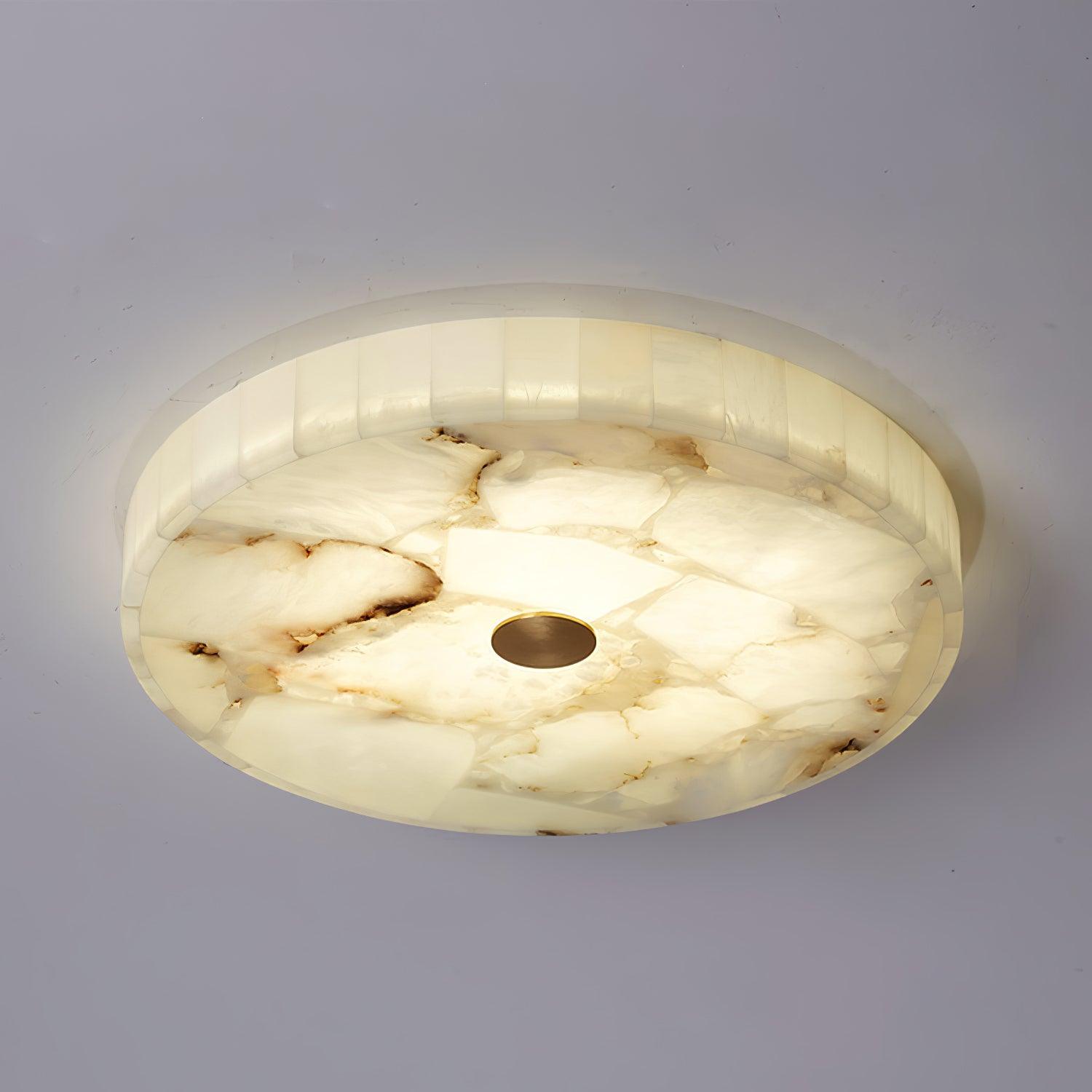 Stylish Round Ceiling Light – Alabaster Flush Mount Fixture