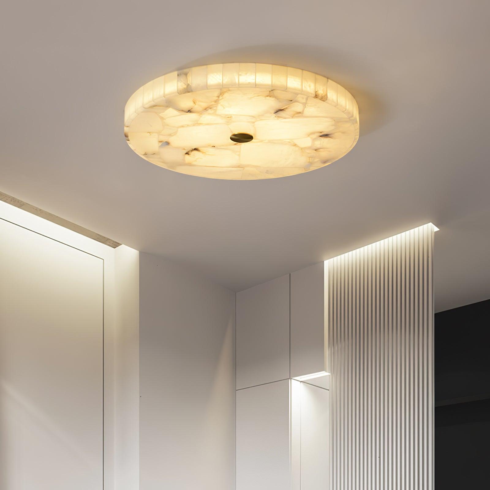 Stylish Round Ceiling Light – Alabaster Flush Mount Fixture