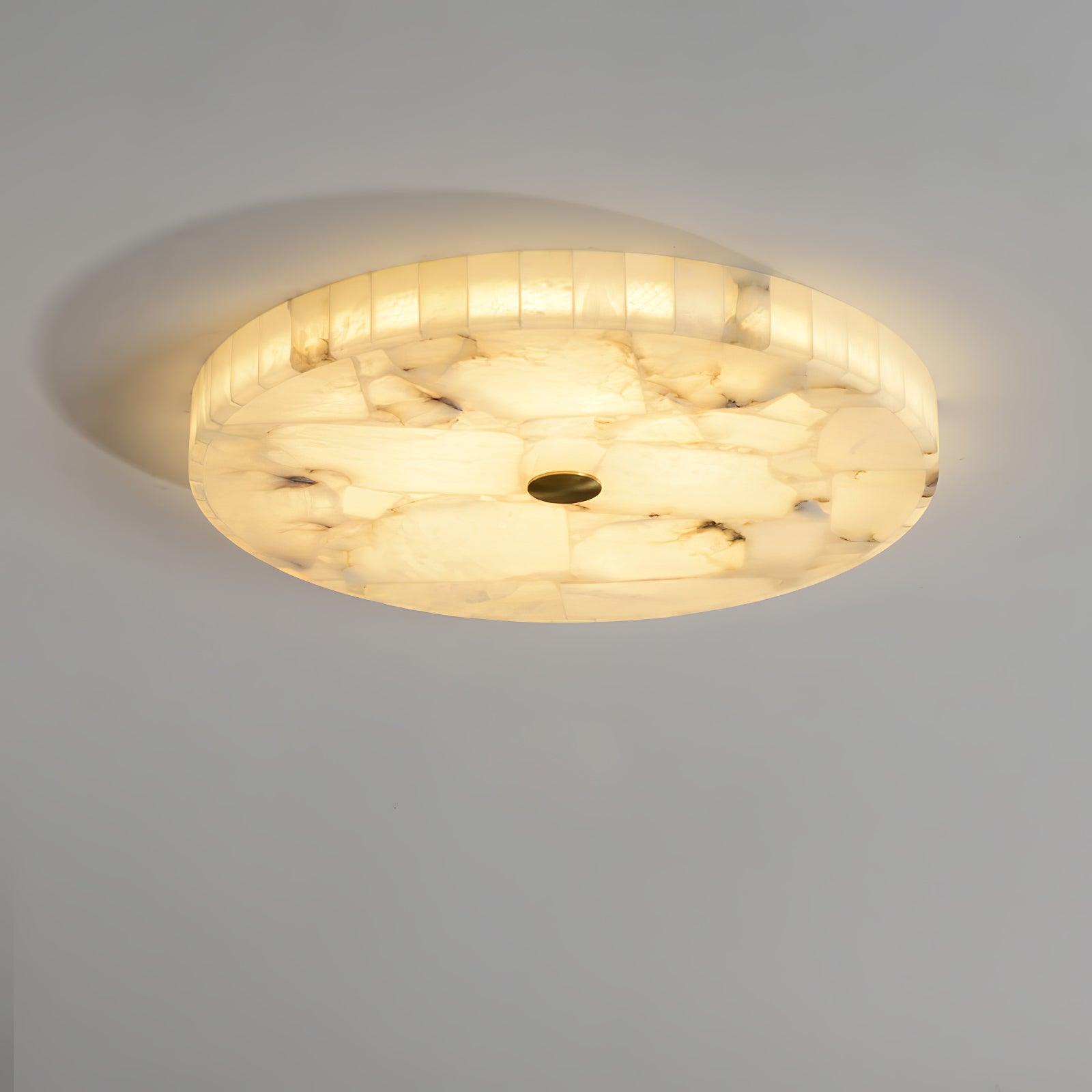 Stylish Round Ceiling Light – Alabaster Flush Mount Fixture