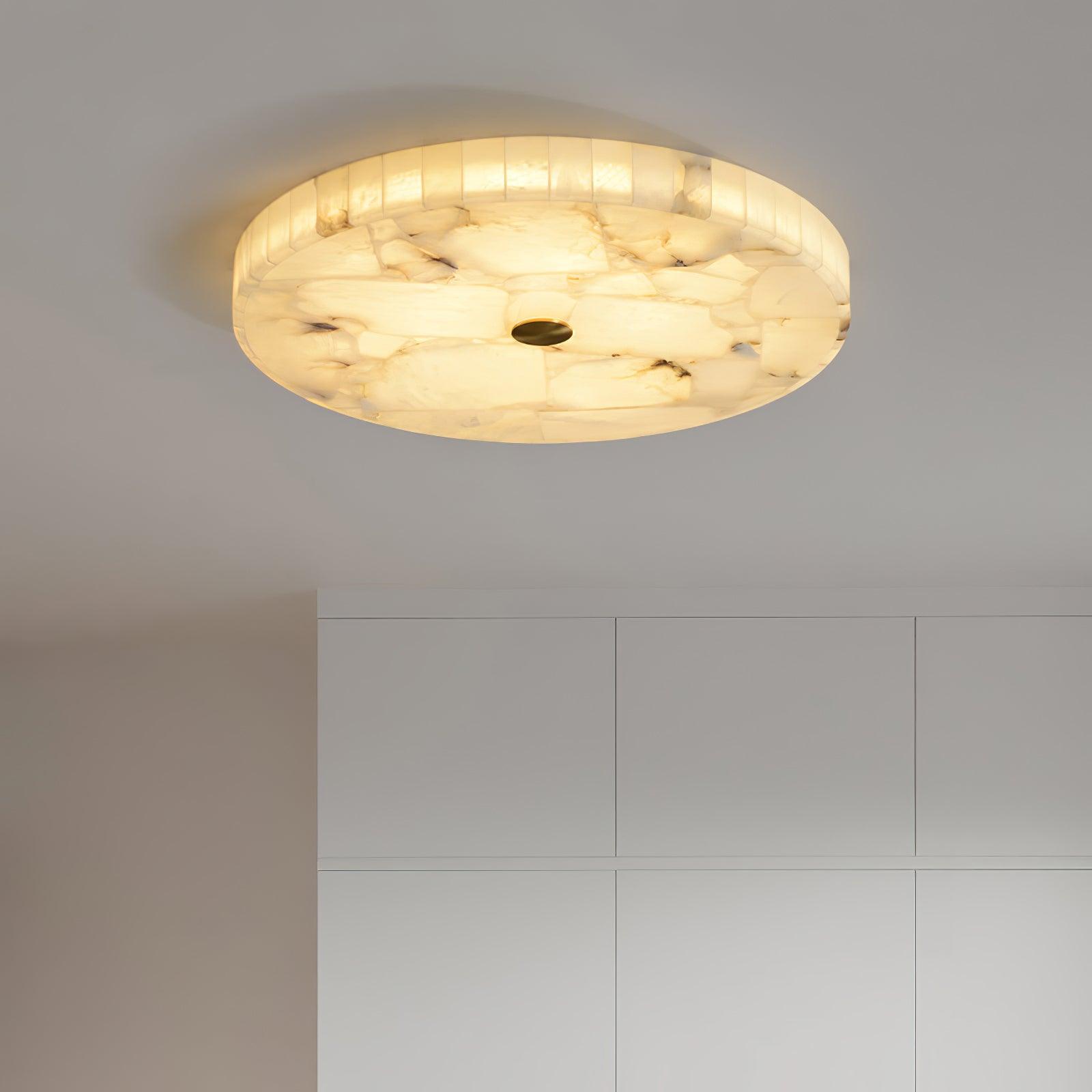 Stylish Round Ceiling Light – Alabaster Flush Mount Fixture