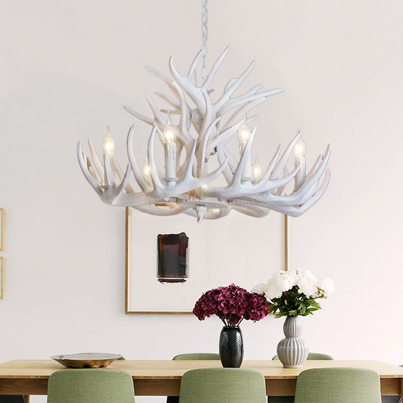 Deer Antler Inspired Chandelier – Resin & Metal Fixture