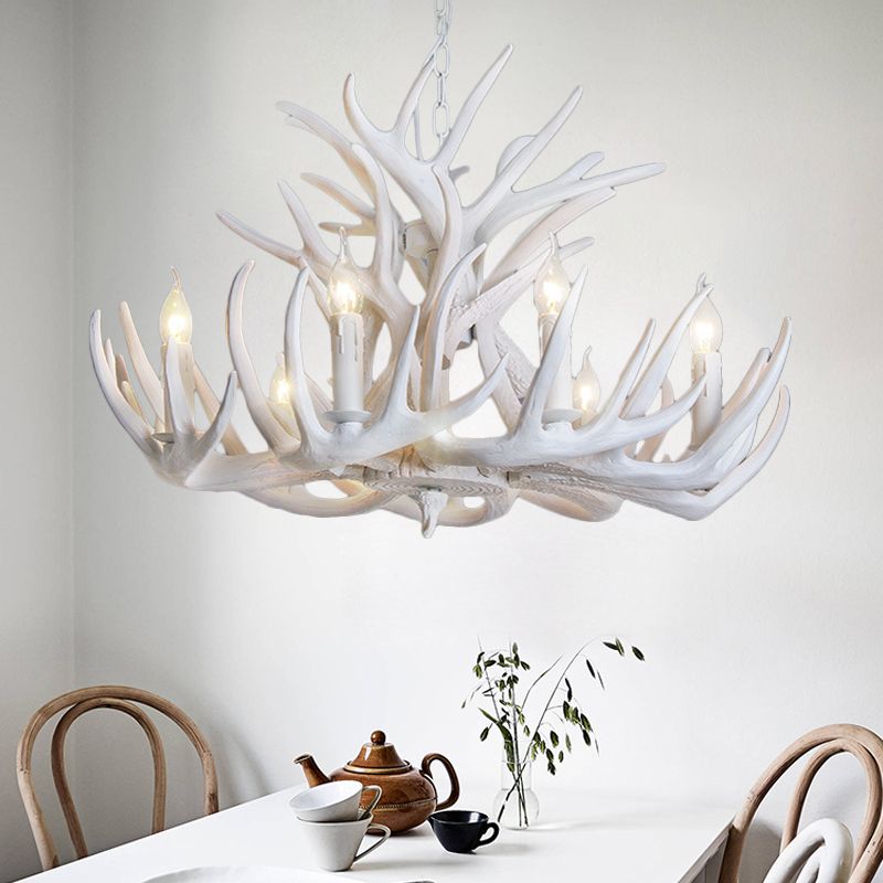 Deer Antler Inspired Chandelier – Resin & Metal Fixture