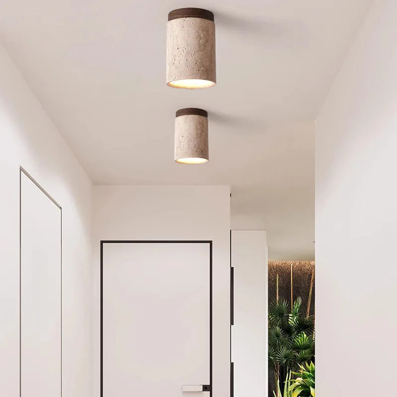 Travertine LED Ceiling Lamp – Minimalist Recessed Light