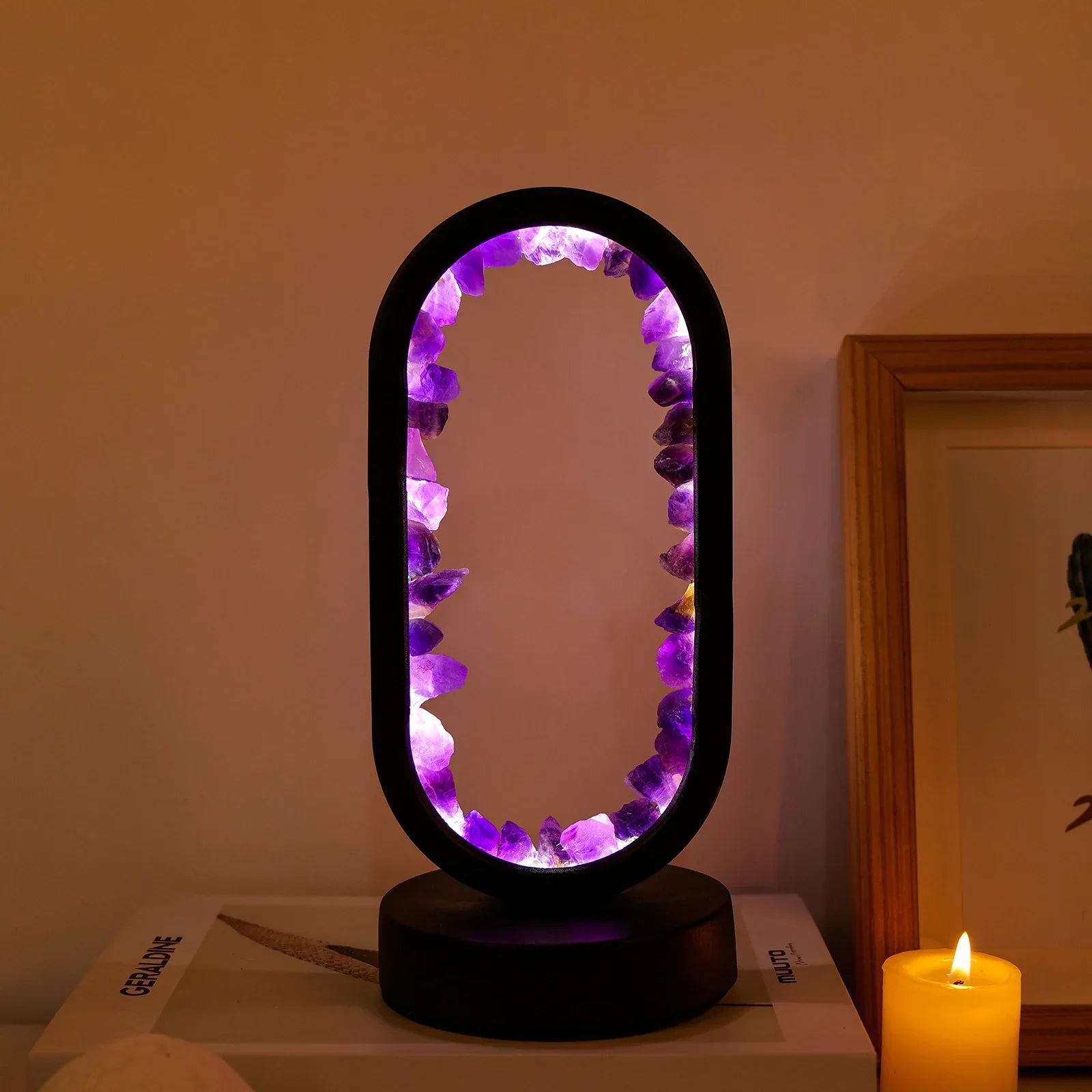 Natural Calming Amethyst Serenity Lamp | Bedside Relaxation Lamp