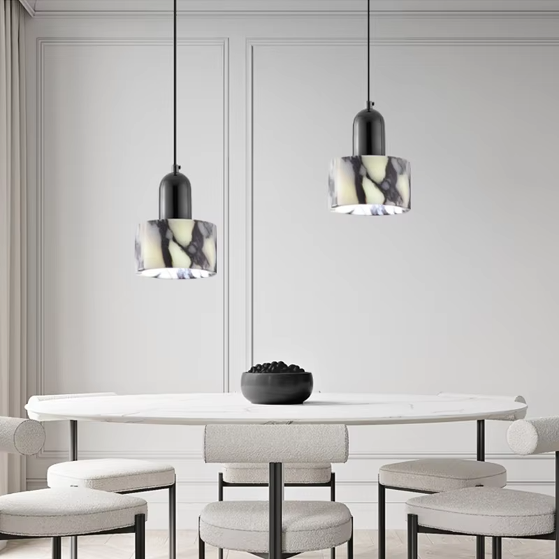 Sleek Black Marble Pendant Light | Timeless Design