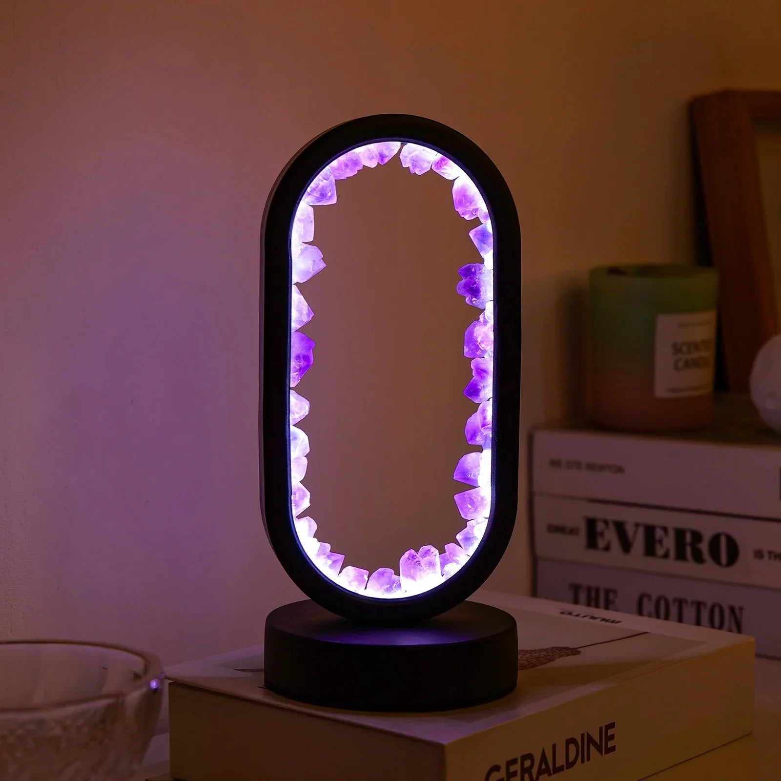 Natural Calming Amethyst Serenity Lamp | Bedside Relaxation Lamp
