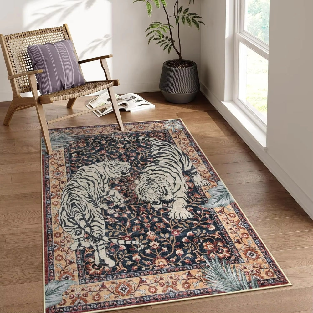 Bold Tiger Print Rug | Tiger Stripe Design with Striking Look