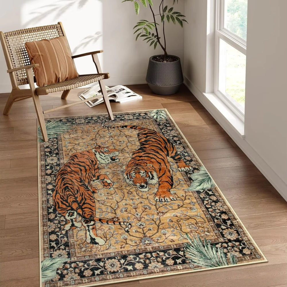 Bold Tiger Print Rug | Tiger Stripe Design with Striking Look
